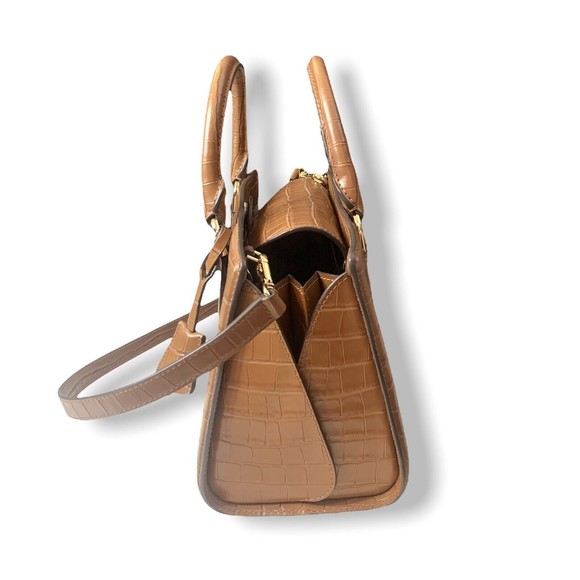 Michael Kors Zoe Medium Satchel Chestnut  Croc Embossed - Picture 3 of 7